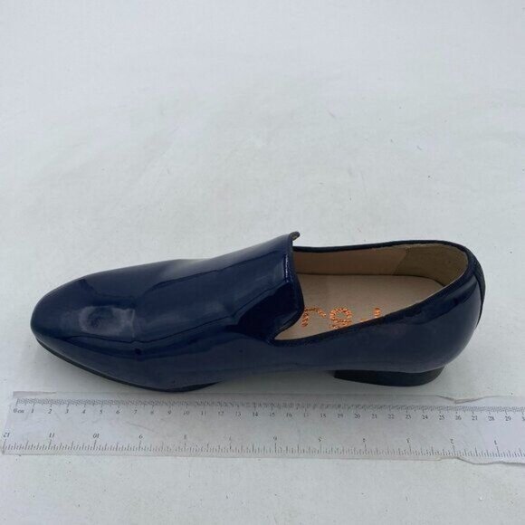 FSJ Men's Shiny Patent Leather Slip-On Loafers Closed Toe Side V-Cut Flats Comfo - Picture 2 of 8